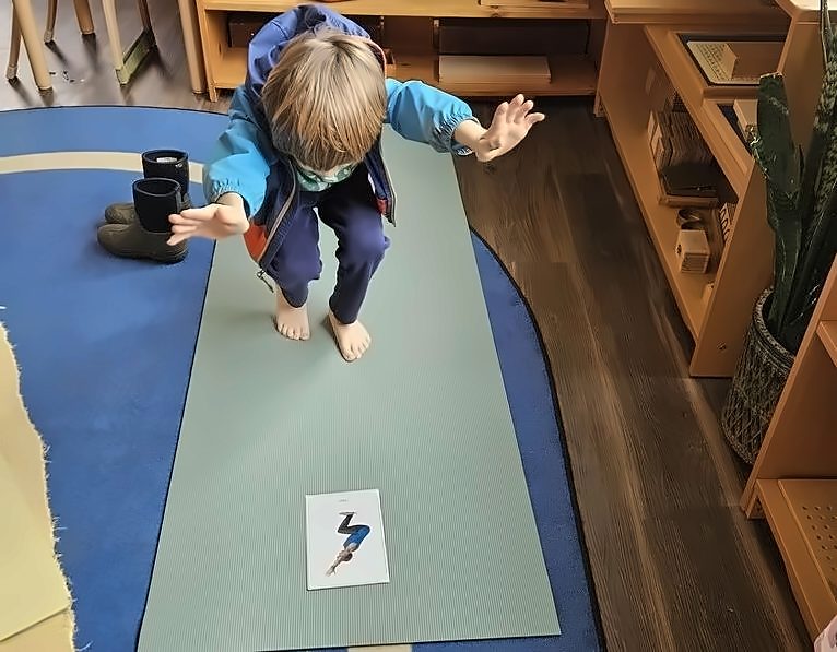 Toddler practicing daily routines