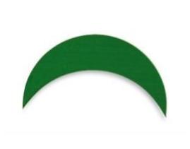 Green crescent, the Montessori grammar symbol for a preposition